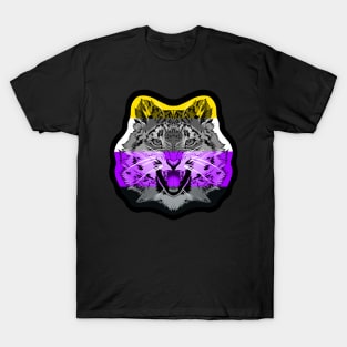 illustrated SNOW LEOPARD PRIDE series (non binary pride flag) T-Shirt